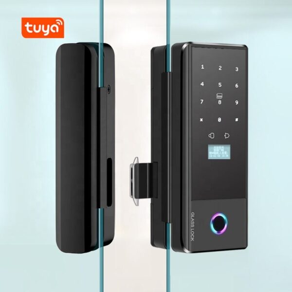 Tuya Glass Door Lock | Fingerprint, PIN & Card