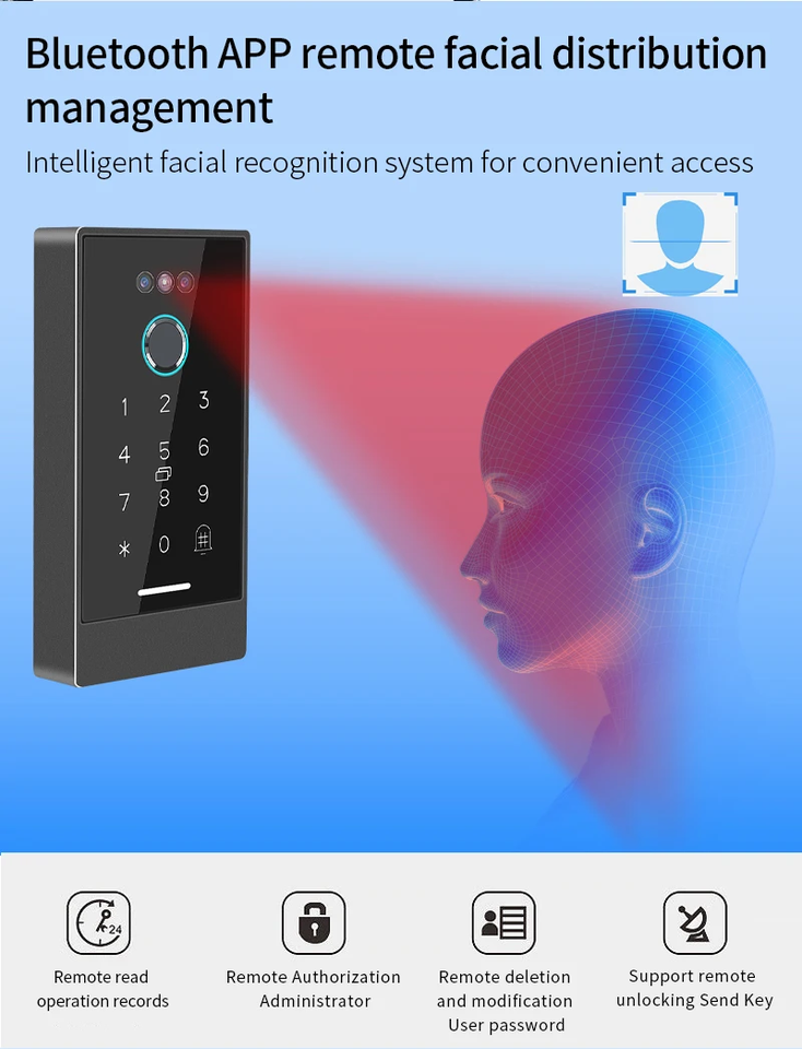 facial recognition access control terminal bluetooth app management