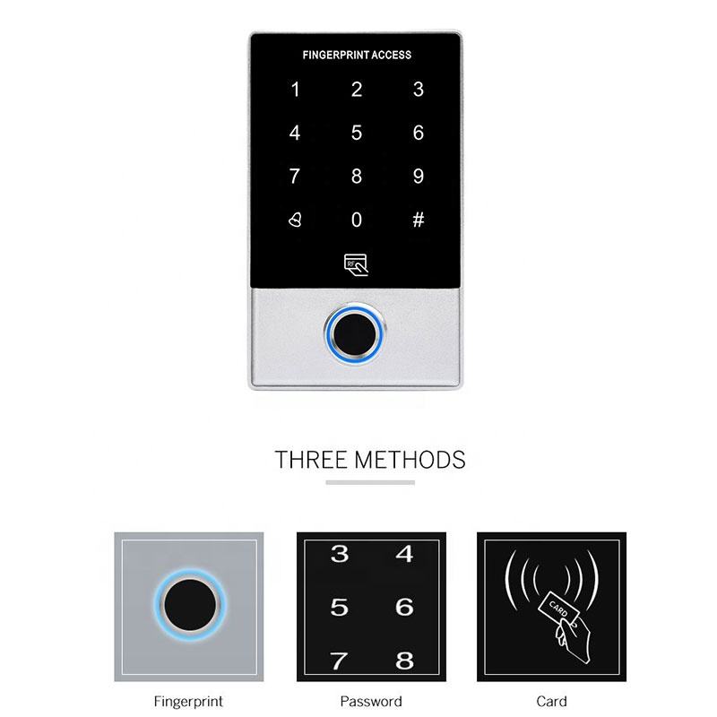 Three access methods: fingerprint, password and card