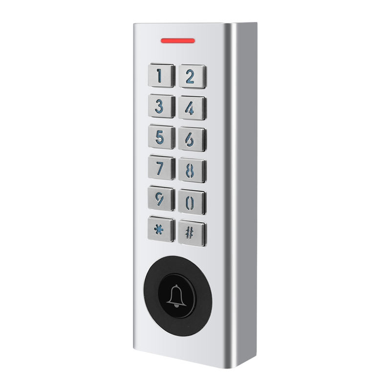 Weatherproof metal keypad with green indicator for outdoor access