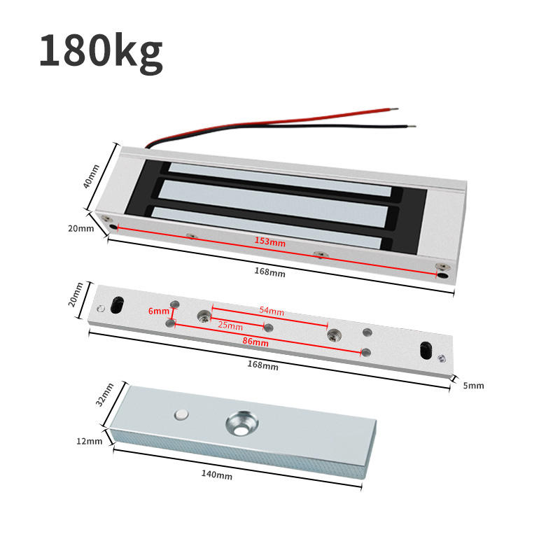 180kg electromagnetic lock product parameter dimensions 168mm 40mm
