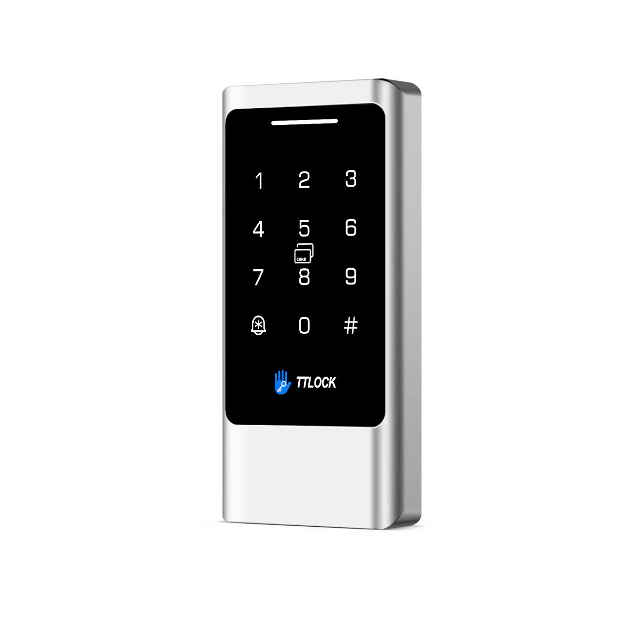 Front view of access control keypad
