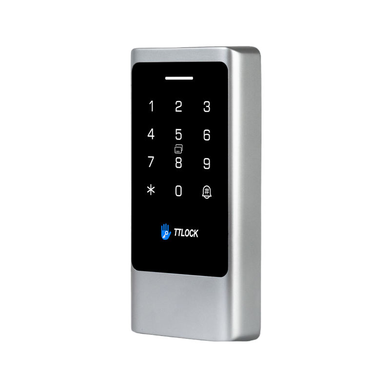 Side view of metal access control keypad