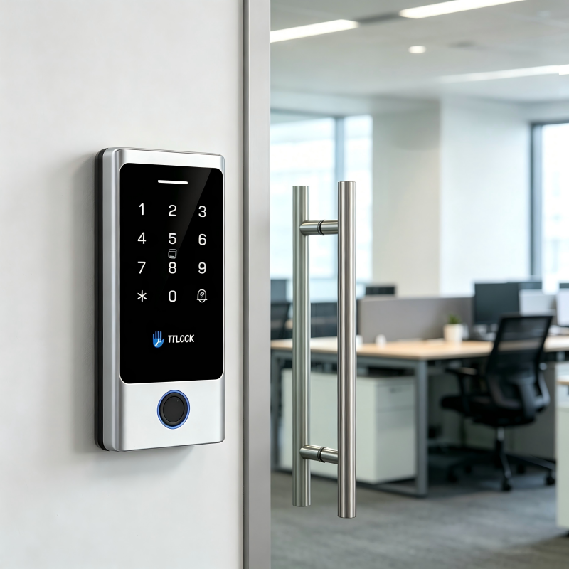 Keypad installed on office door
