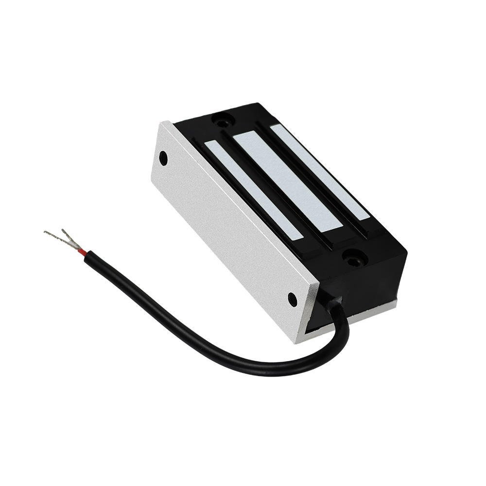 Mini maglock angle view black and silver body red black wires