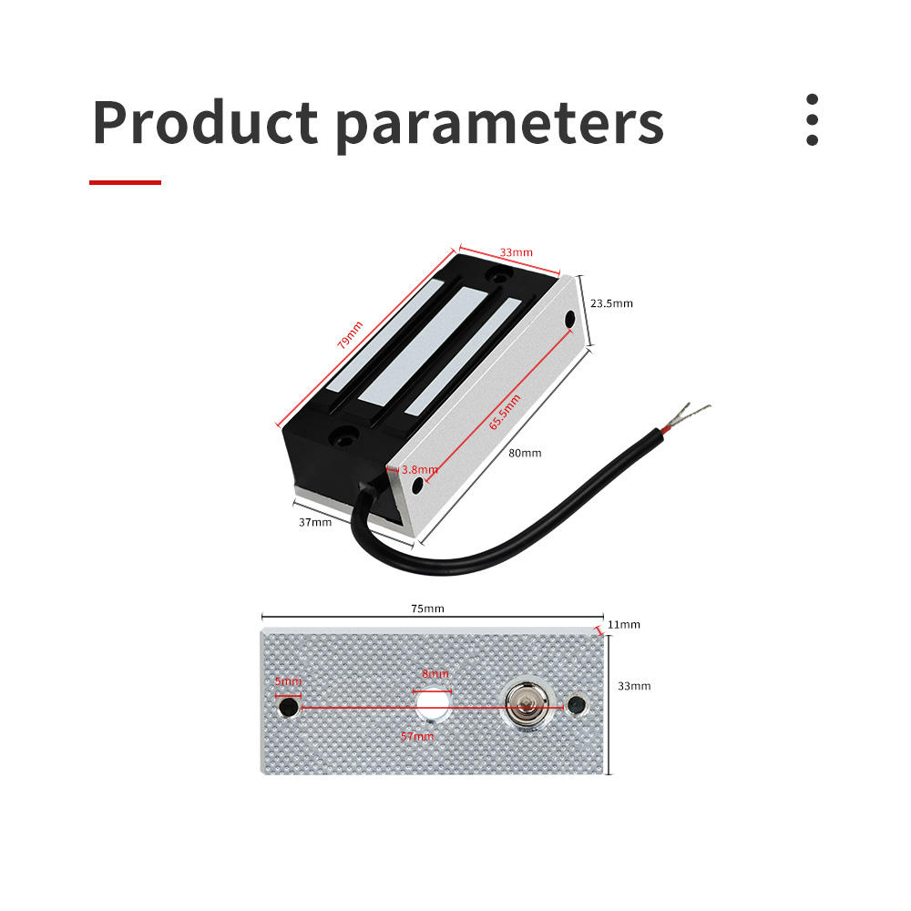 Mini 60kg maglock product parameter dimensions 80mm 79mm 33mm