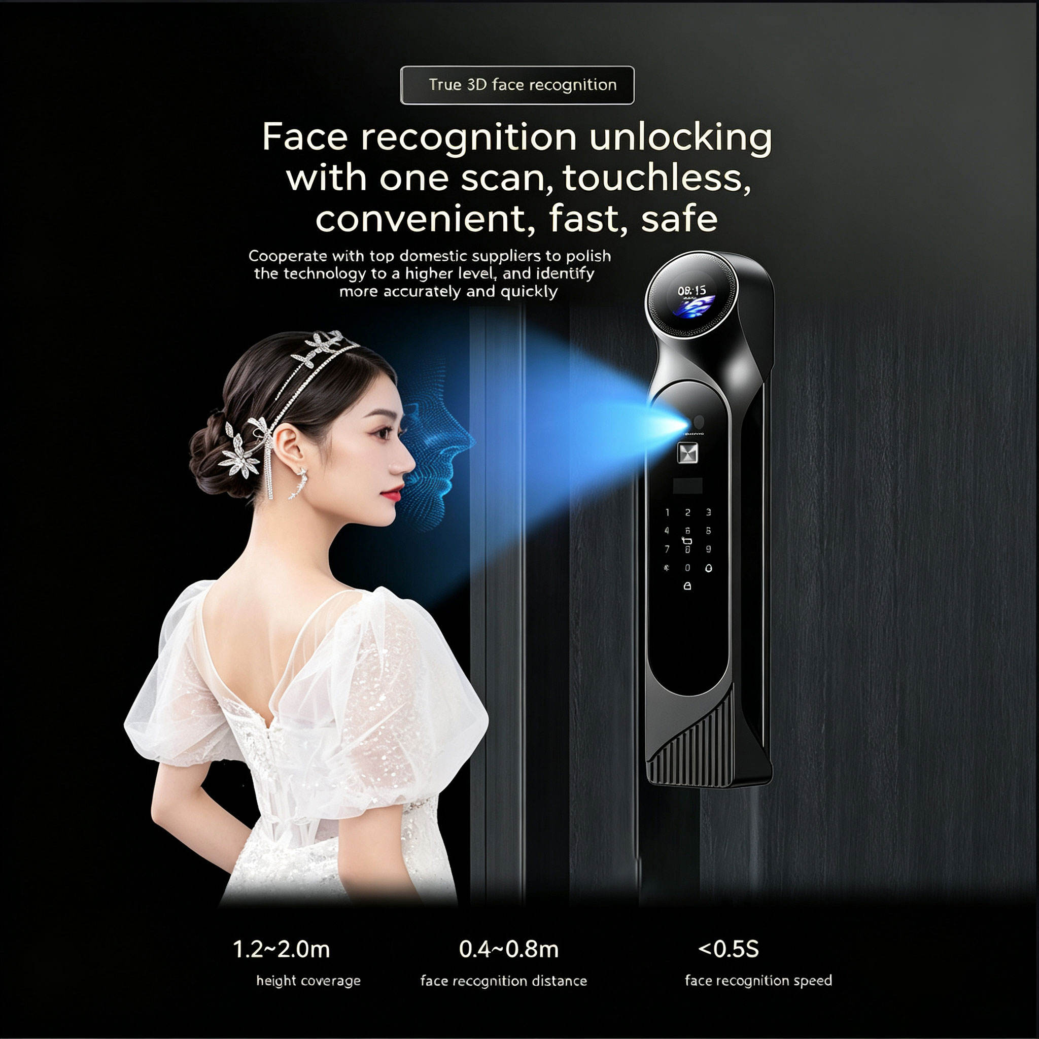 True 3D face recognition smart door lock