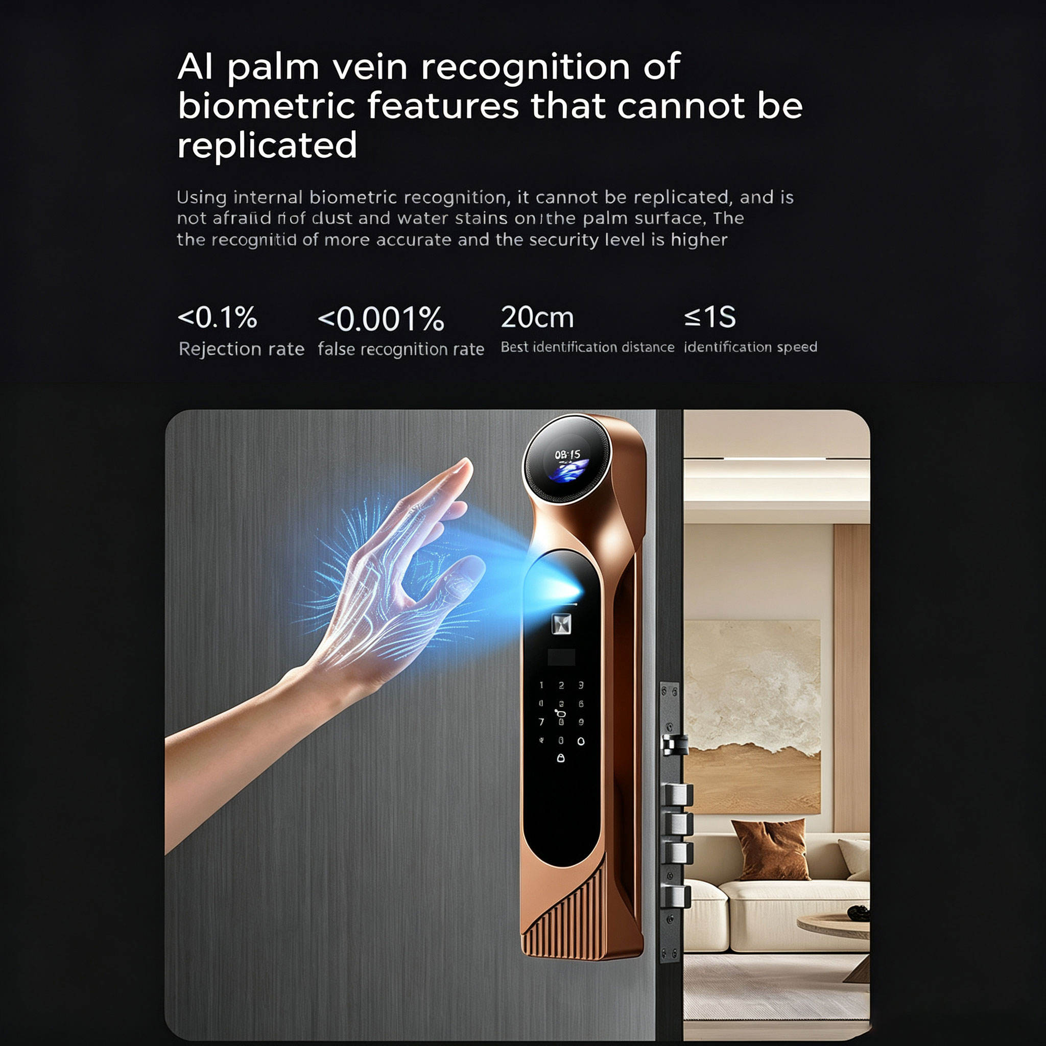 AI palm vein recognition smart door lock