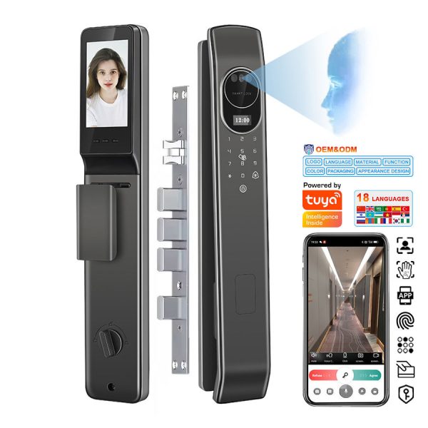 Tuya WiFi 3D Face Palm Vein Smart Door Lock SK-D7 – Full Auto Camera Video Intercom Lock