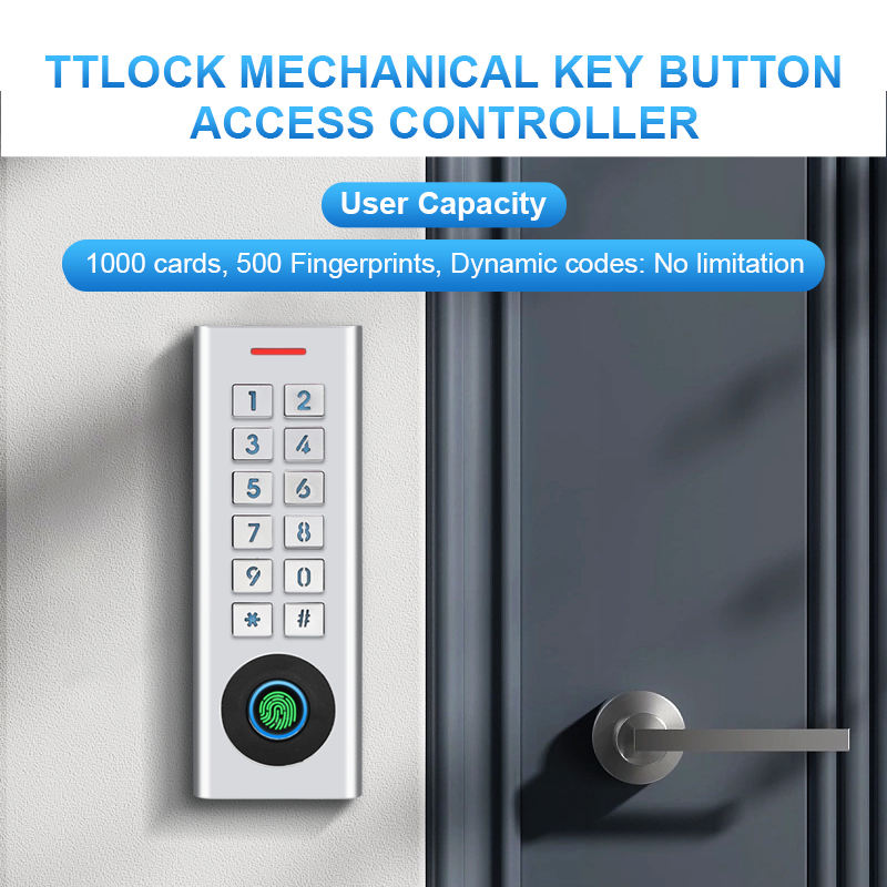 Fingerprint keypad access controller with door handle installation
