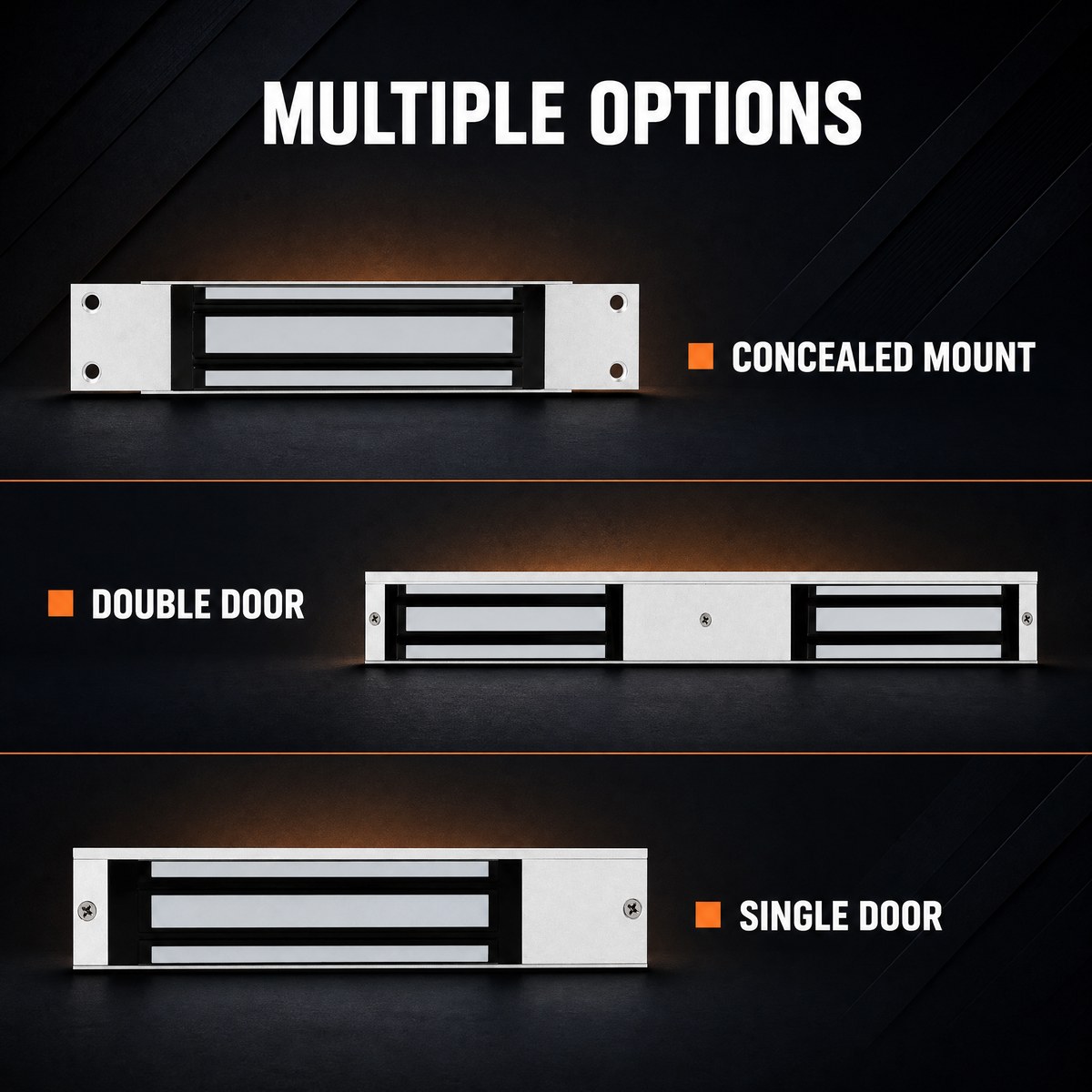 Recessed maglock multiple options concealed mount double door single door