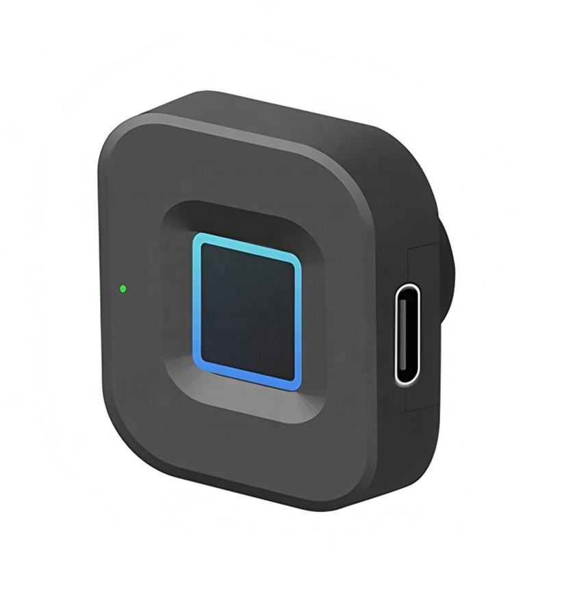 Fingerprint sensor with blue glowing border and Type-C port