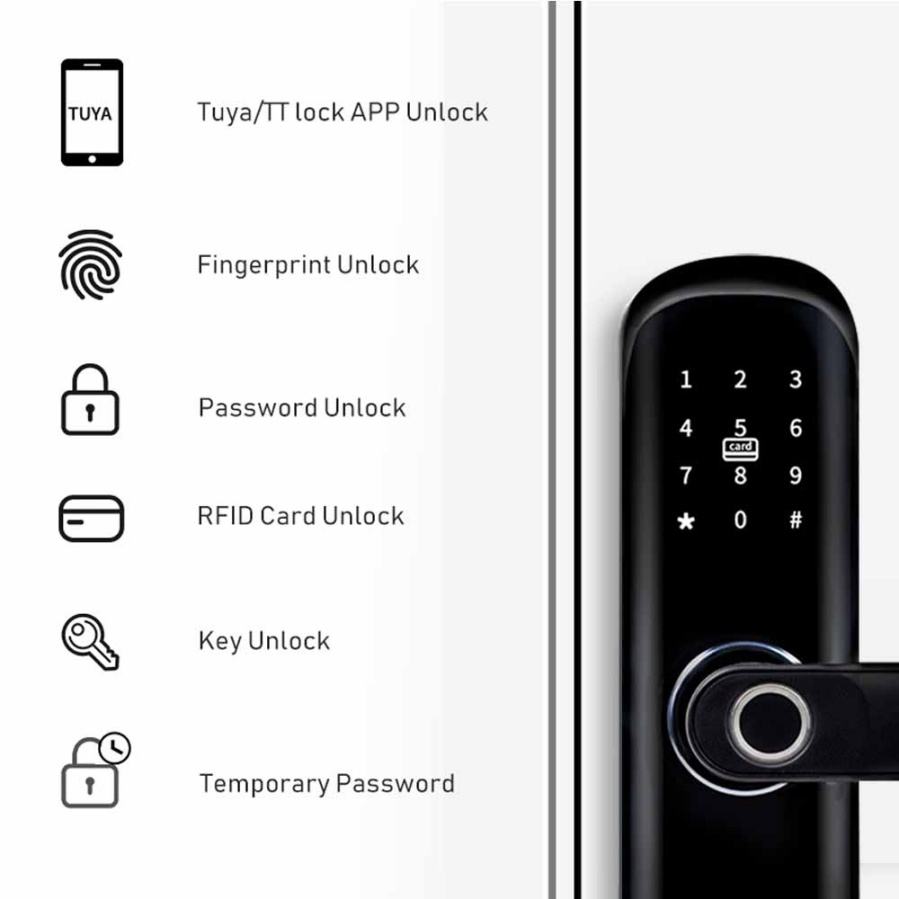 Six unlocking ways smart door lock