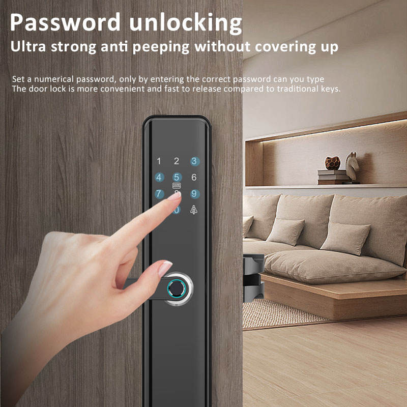 Password unlocking anti peeping smart door lock