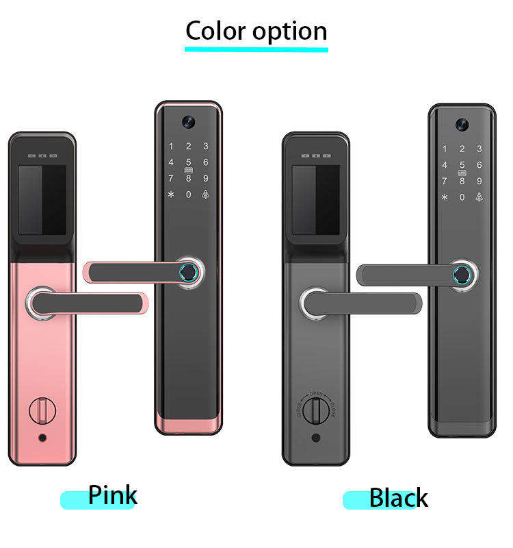 Smart door lock color options black and pink