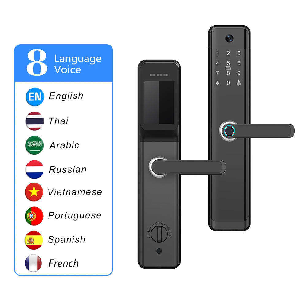 8 language voice prompt smart door lock