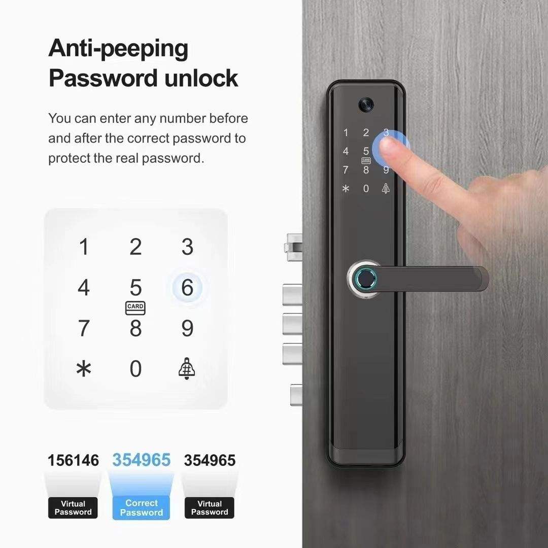 Anti-peeping password unlock smart door lock