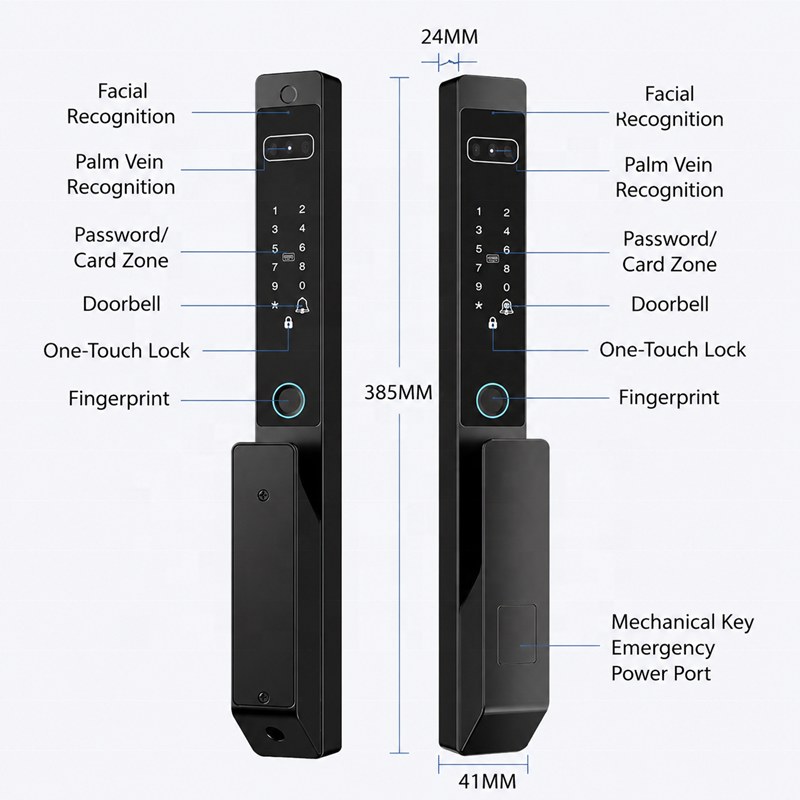 Smart lock parts facial recognition palm vein password card doorbell one touch lock fingerprint