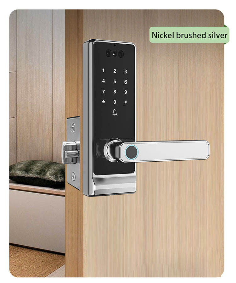 Nickel brushed silver smart door lock