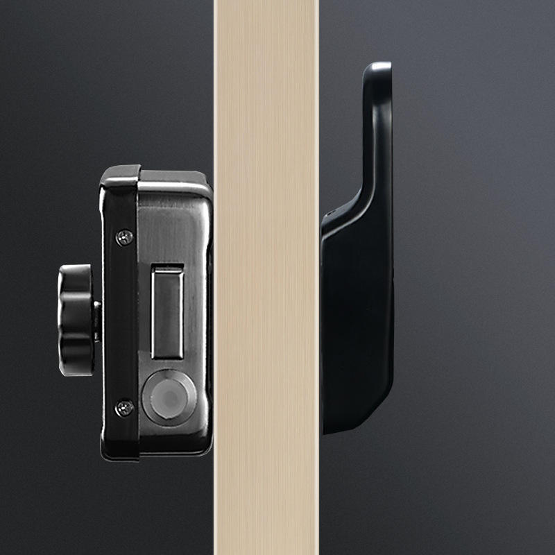 Smart rim lock installation on wooden door frame
