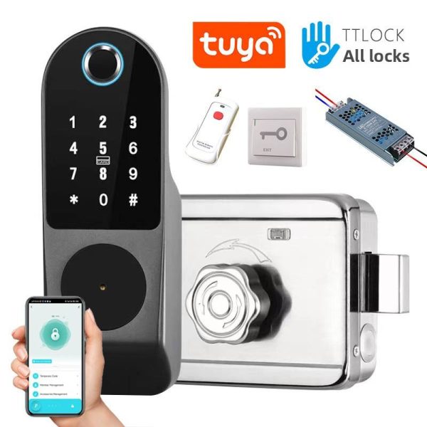 Outdoor Waterproof Smart Rim Lock SK-NT1 – Tuya TTLock Keyless Entry with Fingerprint