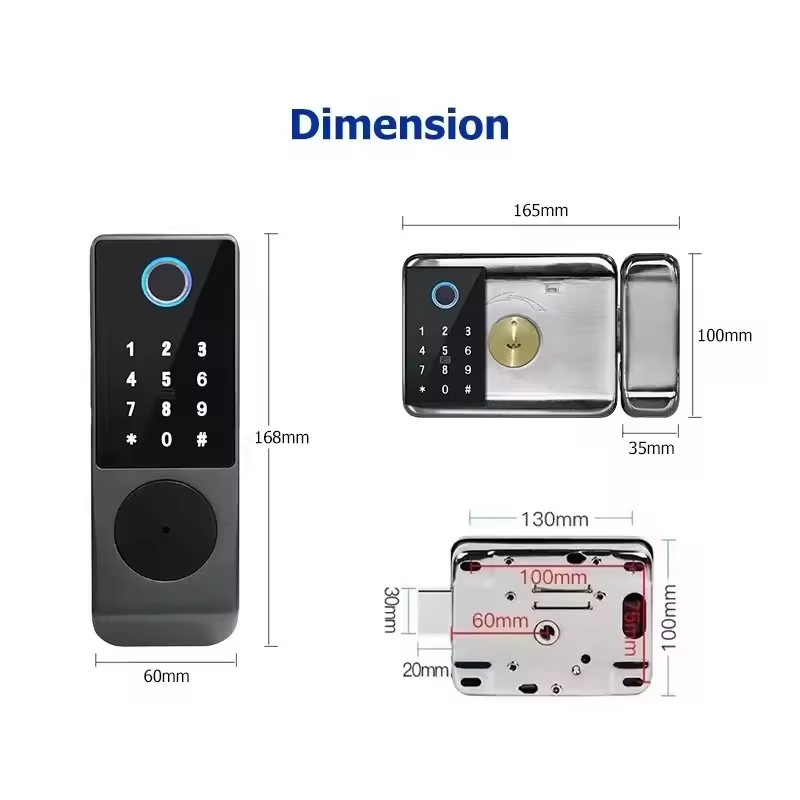 Smart rim lock dimensions