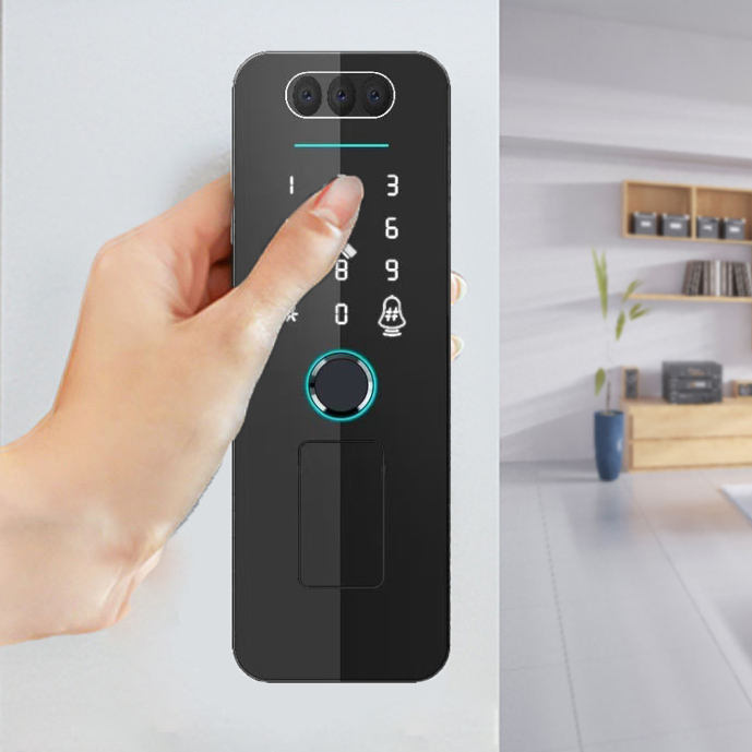 Smart door lock password keypad home scene