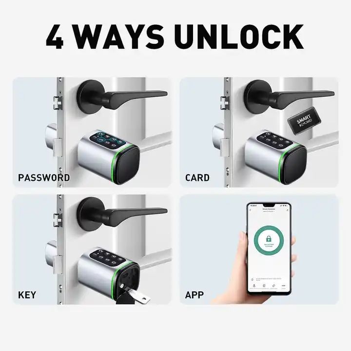 Four unlock ways password card key and app on smart cylinder