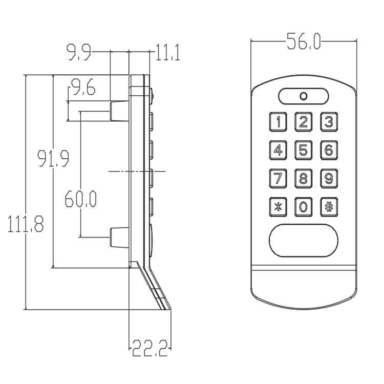 Cabinet lock dimension diagram