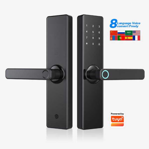 Tuya Apartment Room Waterproof Fingerprint Smart Door Lock SK-T09 – Steel Handle