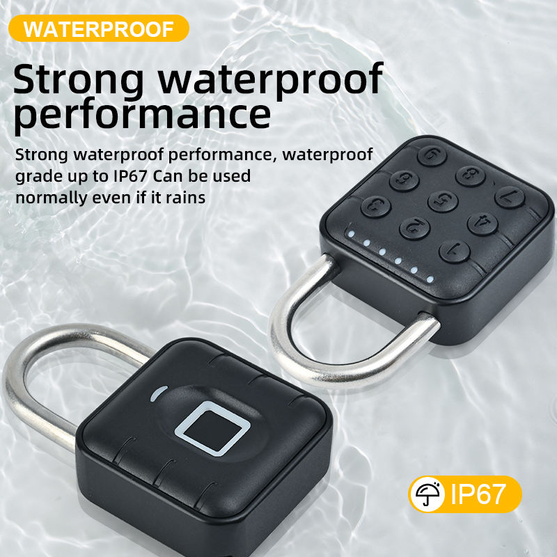 IP67 waterproof smart padlock in rainy outdoor conditions