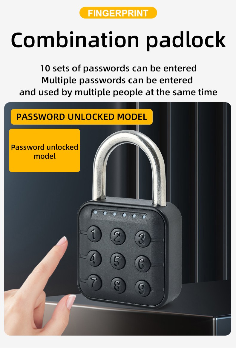 Combination padlock with 10 sets of passwords for multiple users