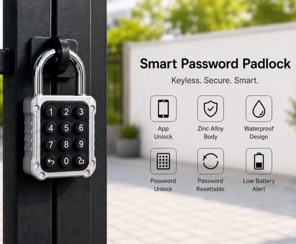 Smart Password Padlock SK-U701 – Tuya App Unlock, 100 Temporary Codes, Anti-Peep, C-Grade Cylinder, Zinc Alloy