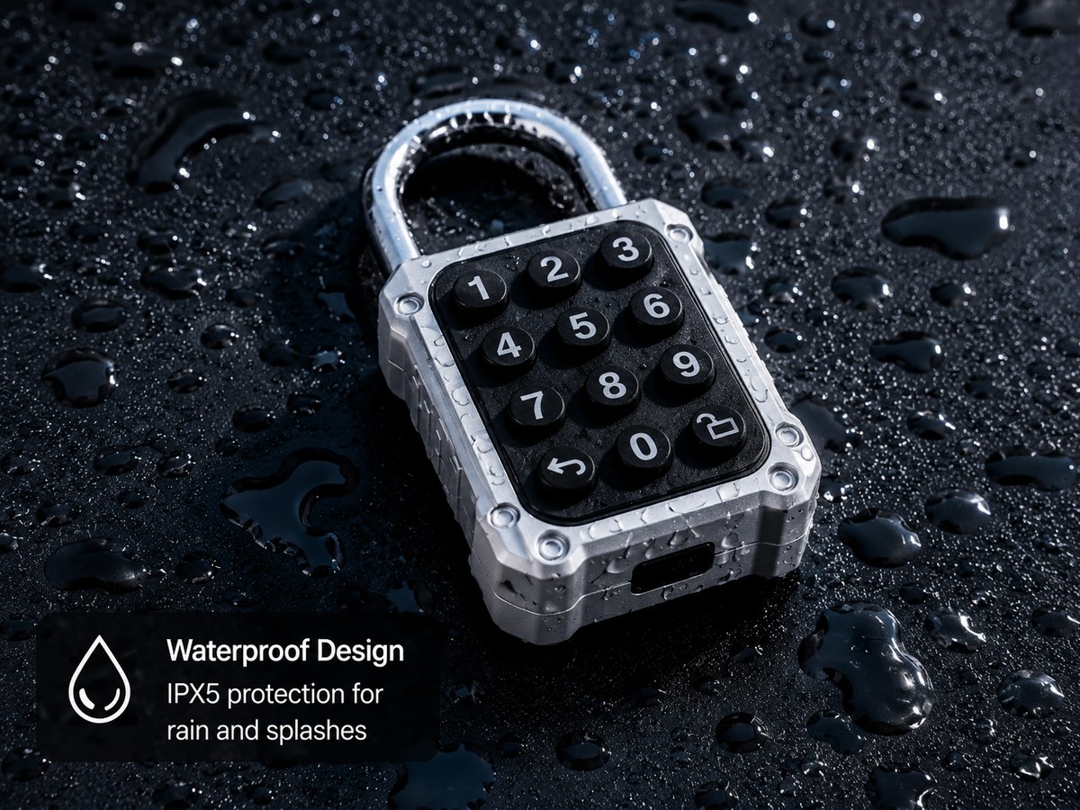 Waterproof smart password padlock with water drops