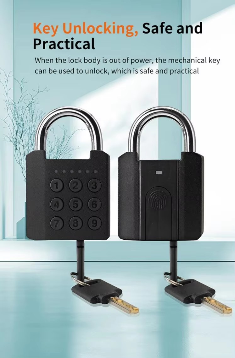 Mechanical key backup for keypad padlock and fingerprint padlock