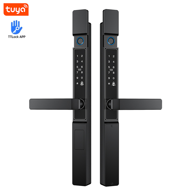 Fingerprint gate lock with keypad and Tuya app black finish
