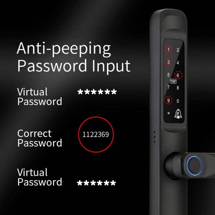 Anti-peeping password input with virtual password on keypad