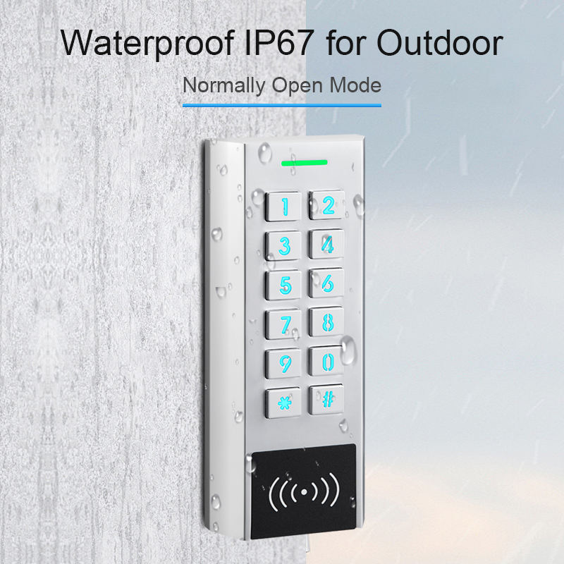Waterproof metal keypad reader with water drops for outdoor use