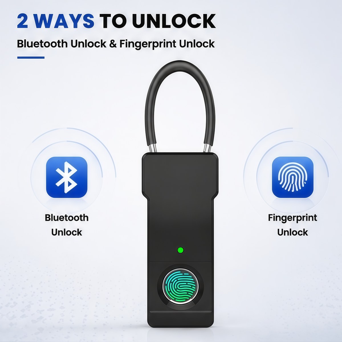 Two ways to unlock fingerprint and Bluetooth on smart padlock