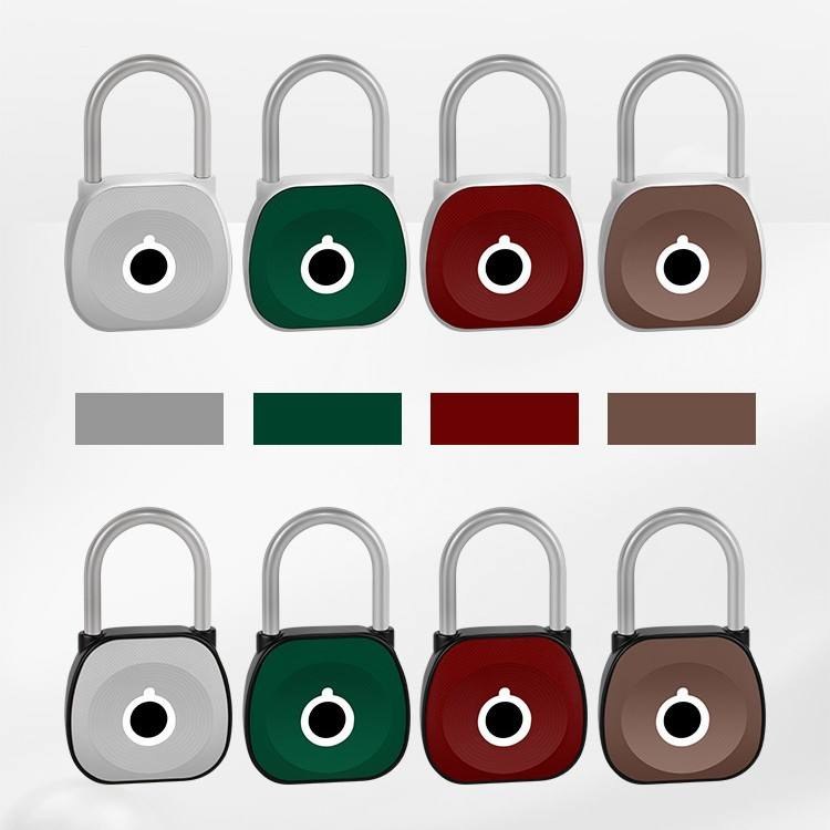 Fingerprint padlock available in four colors silver brown green red