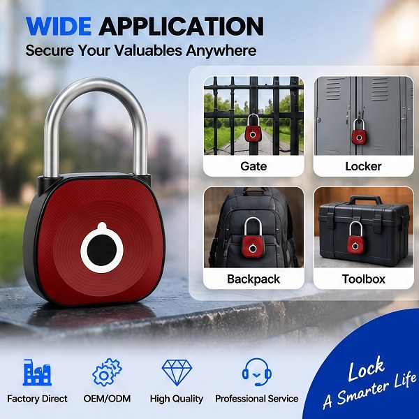 Smart padlock application gate locker backpack toolbox