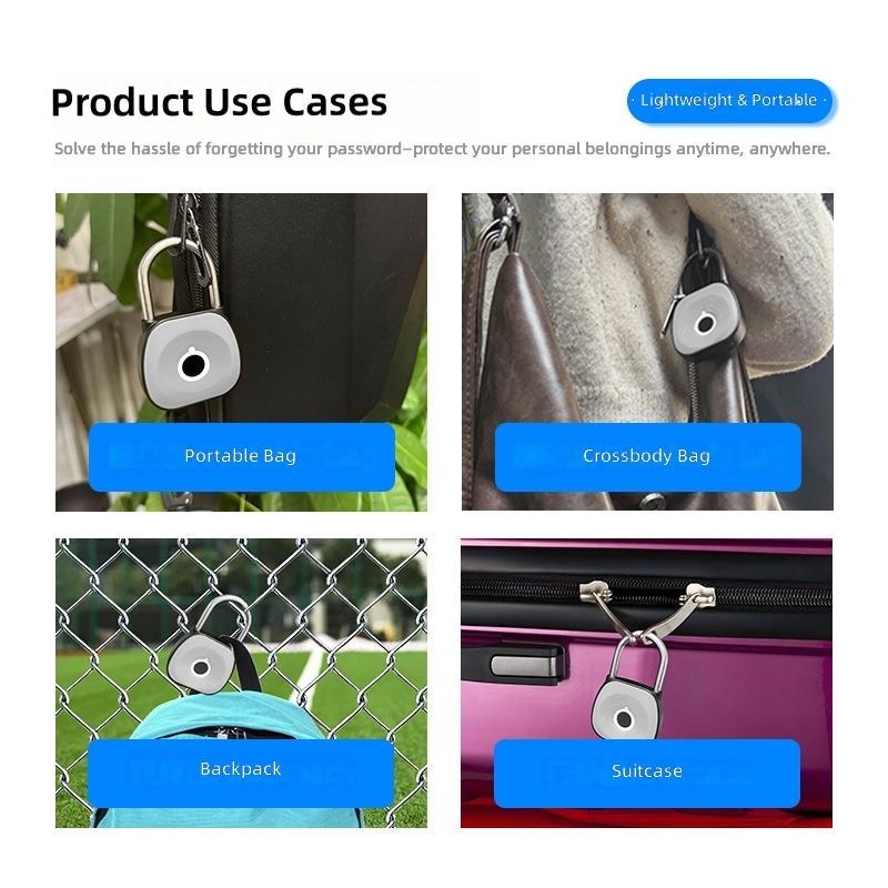 Fingerprint padlock used on portable bag crossbody bag backpack and suitcase
