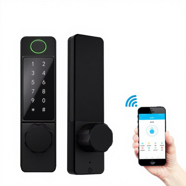 No-Drill Retrofit Smart Lock SK-K7 — TTlock Fingerprint Password Lock for Thermal Break Aluminum Shop Glass Doors