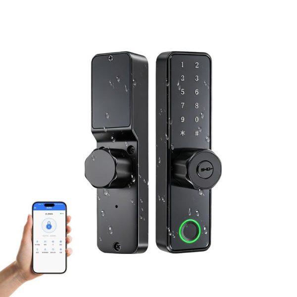 Waterproof TTlock Commercial Storefront Smart Lock SK-K3 — Fingerprint Password Keyless Lock for KFC-style Aluminum Shop Front Doors