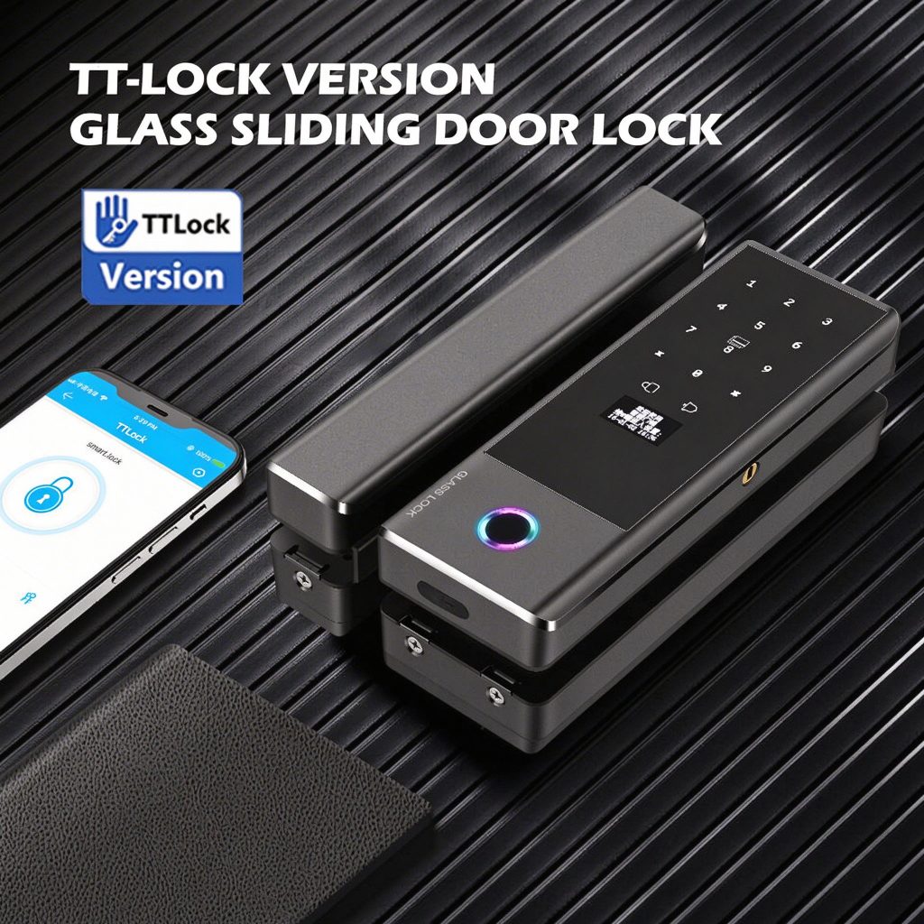 SK-GS1 Smart Glass Door Lock — Tuya WiFi / TTlock Fingerprint Sliding Door Lock