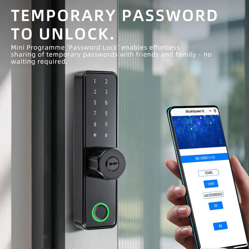 SK-K8 Pro KFC door fingerprint lock dimensions and specifications: aluminum alloy, 38-58mm door, 50 fingerprints, 20 PIN groups