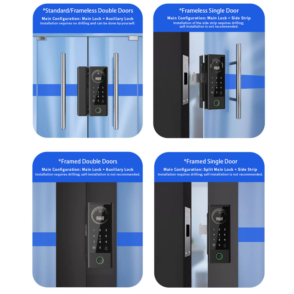 SK-GS5 installation for framed and frameless glass doors